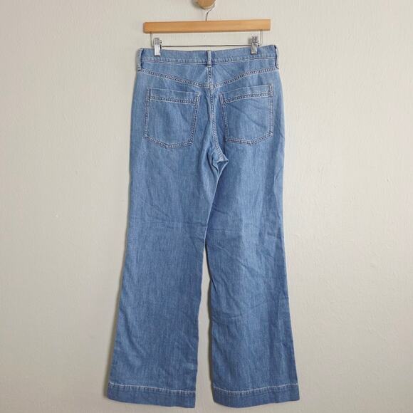 J. Crew NWT Drapey Wide Leg Trouser Denim Jeans Light Blue Wash Size 27 - Picture 11 of 12